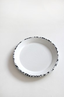 enamel dish - big - white dot