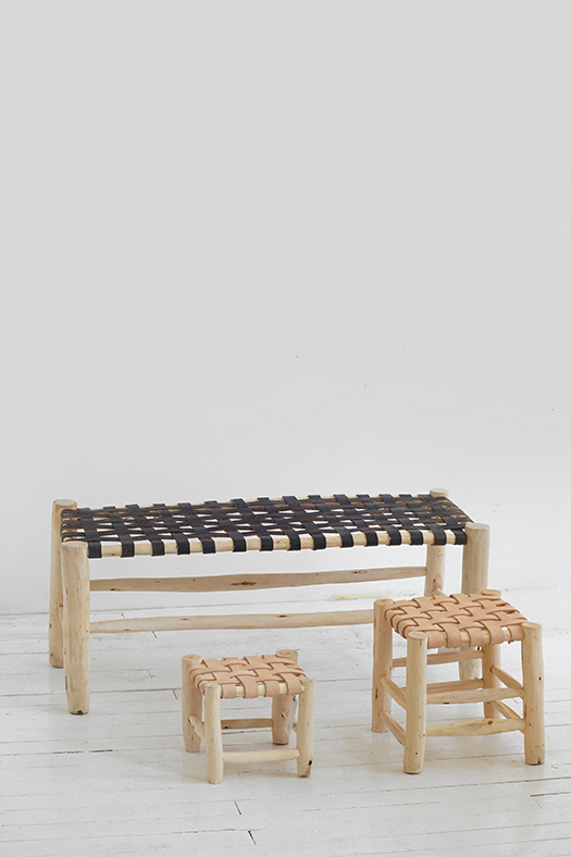 leather bench - black