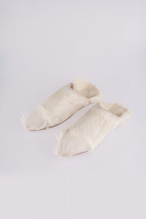 fur slipper - white