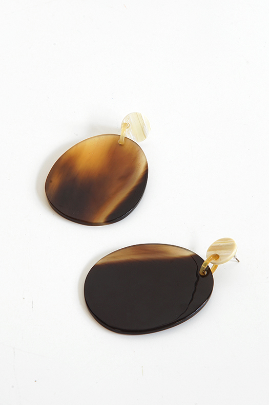 horn chunky earring - no.1