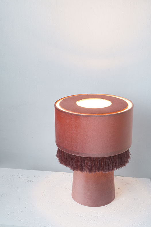 velvet stand lamp - burgundy