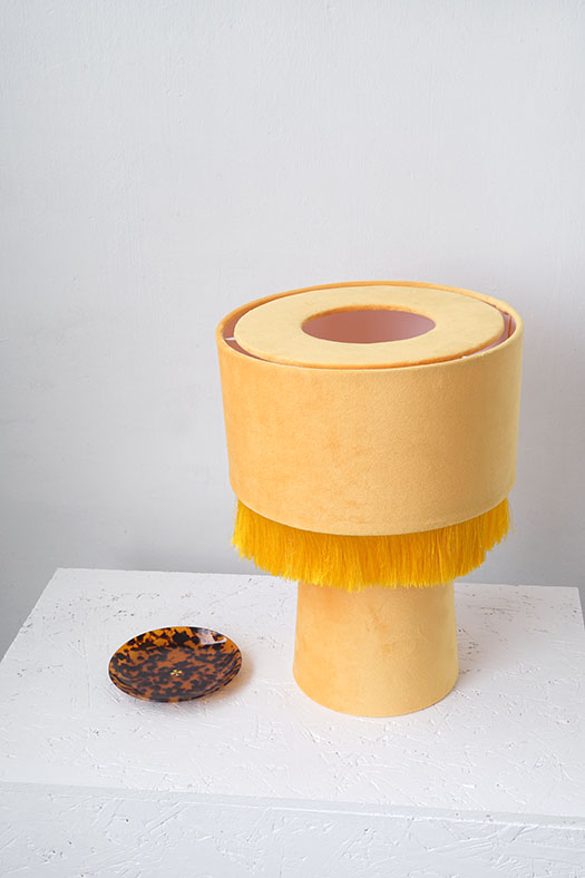 velvet stand lamp - chickpea