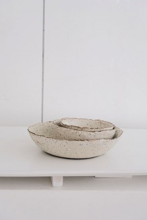 white stone dish