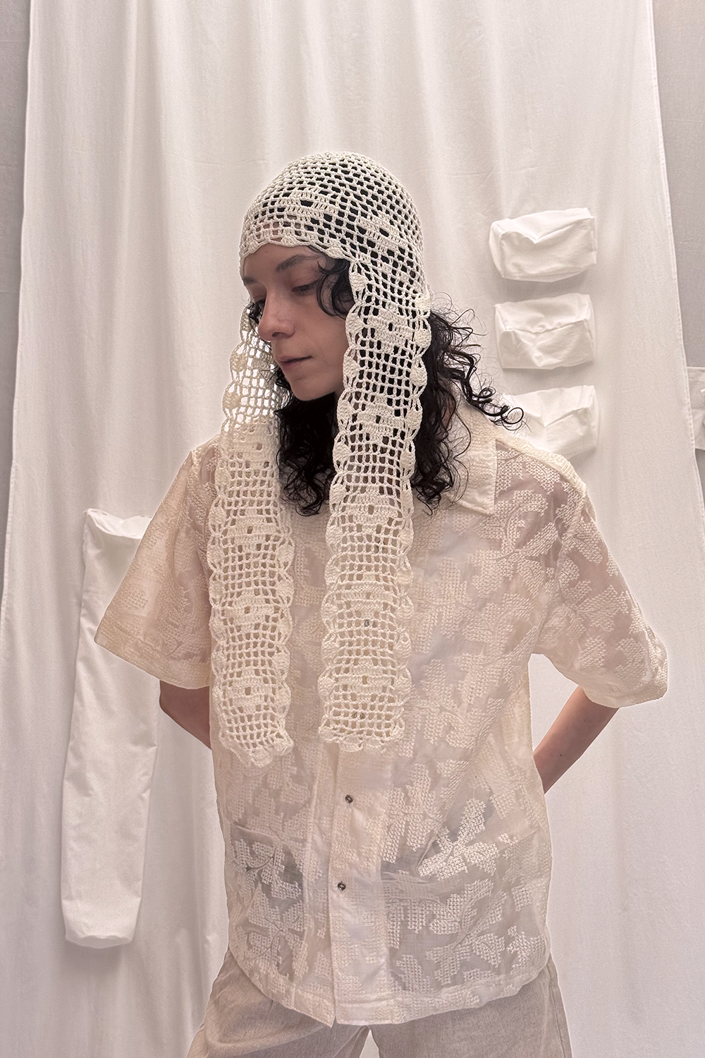 woven hat long ear - ecru (예약11/30)