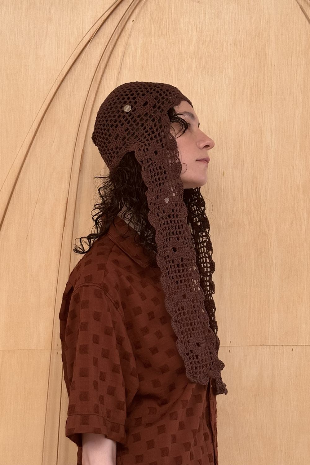 woven hat long ear - brown 