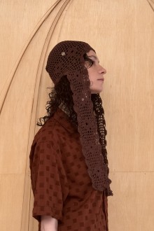 woven hat long ear - brown 