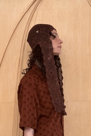 woven hat long ear - brown 
