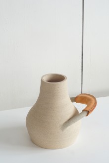 ceramic vase leather handle