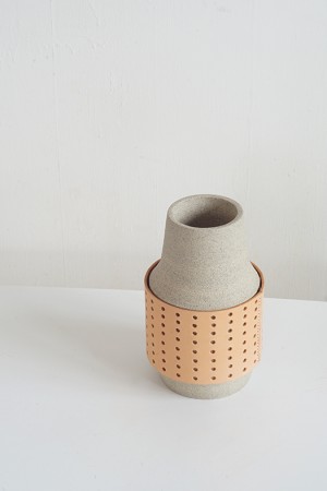 ceramic vase leather dot