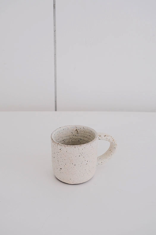 white stone mug