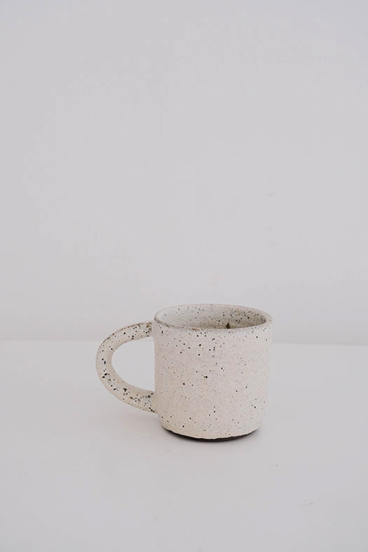 white stone mug