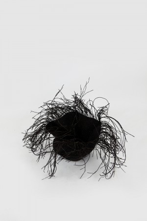 woven basket object - black