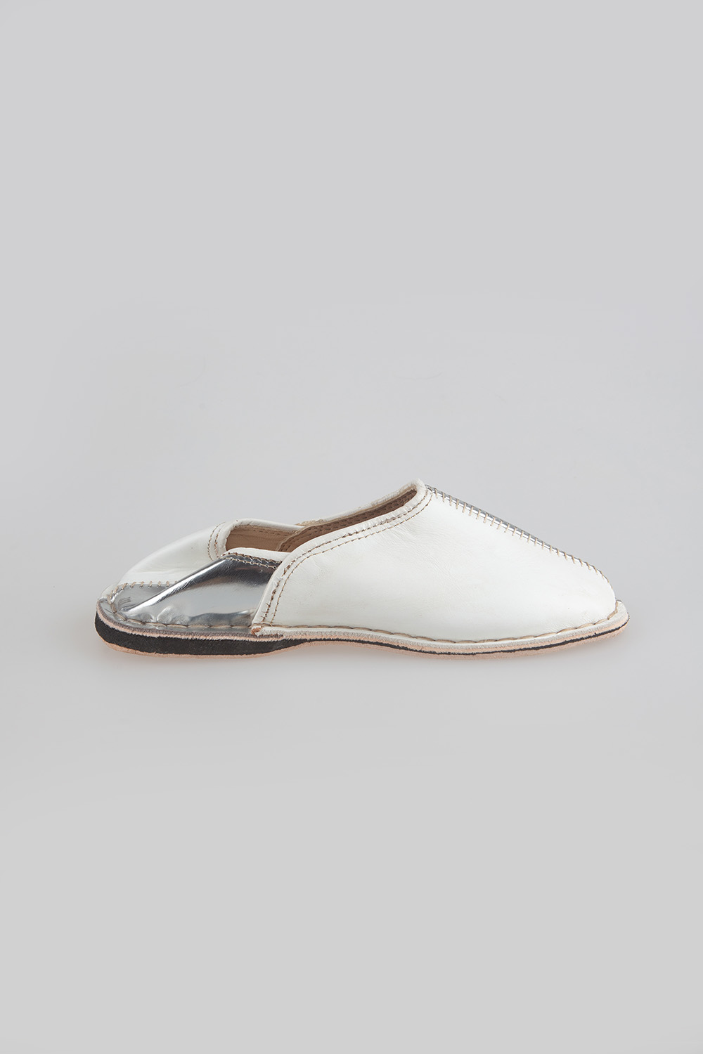 half half slipper - silver & white