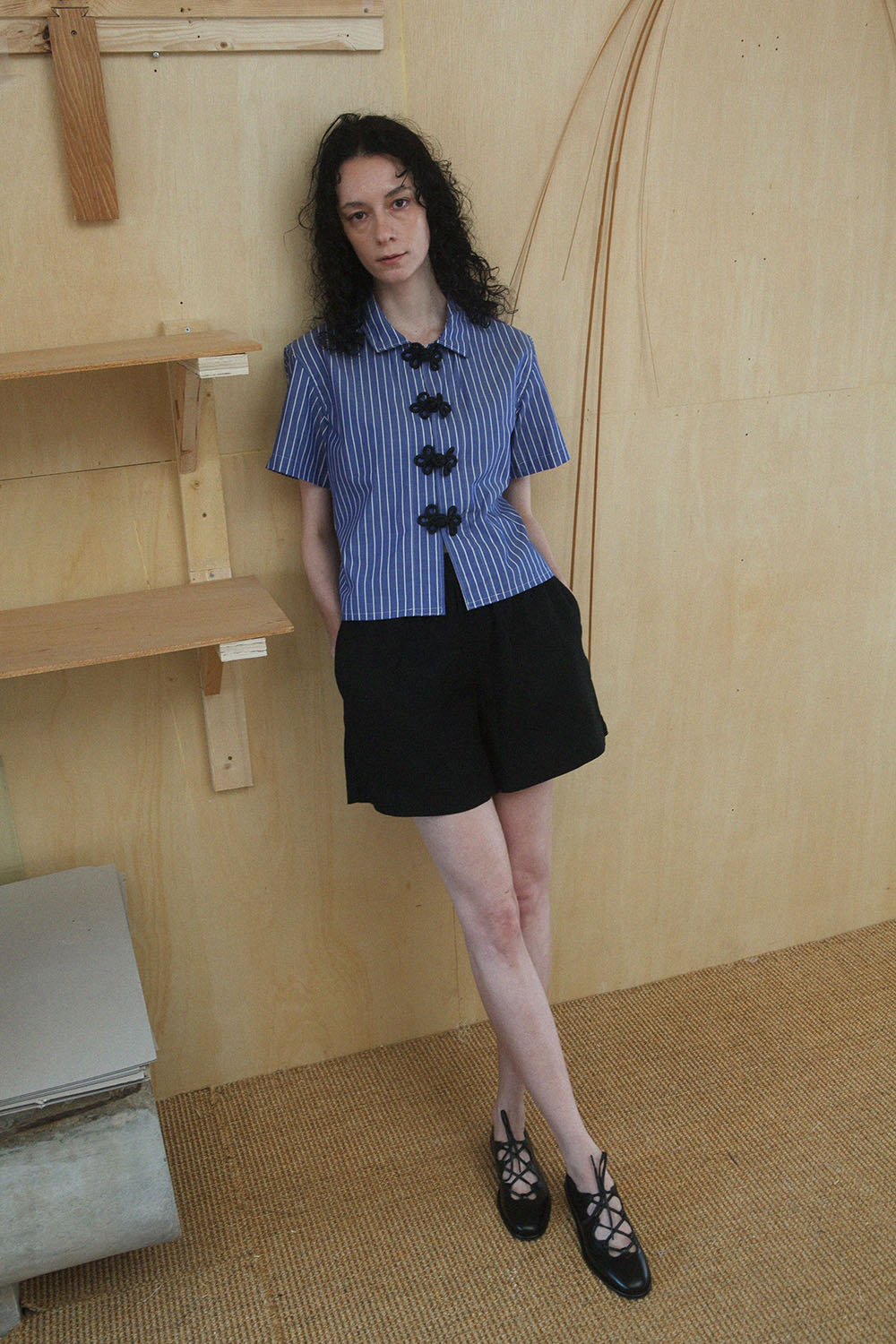 quinoa stripe knot shirts - blue