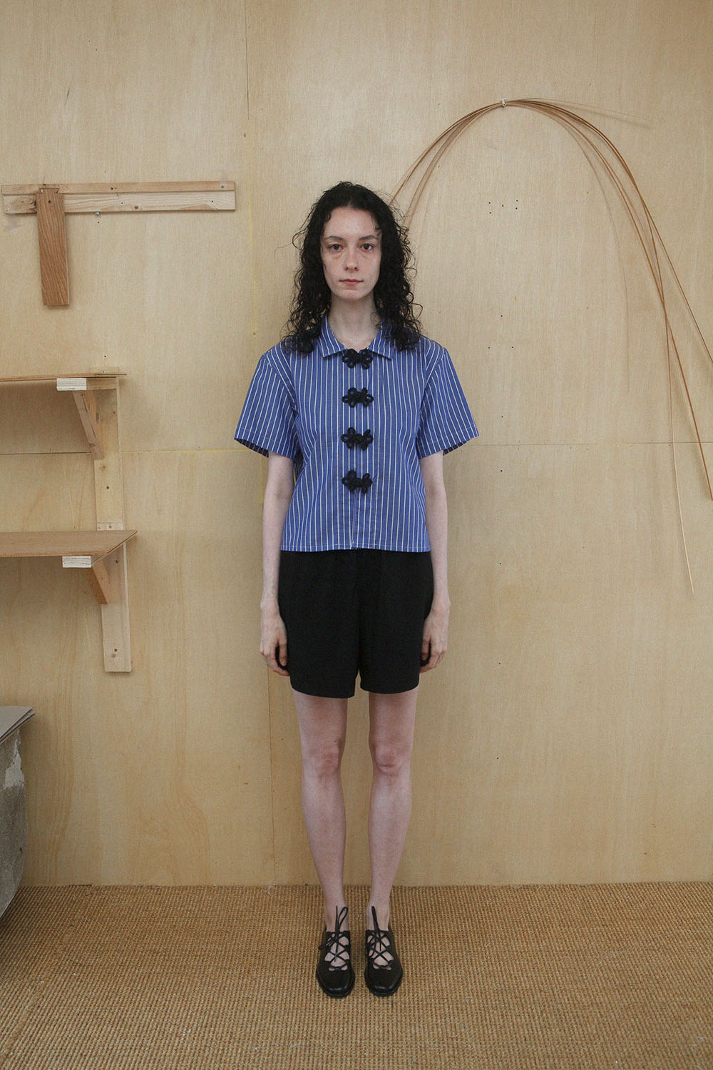 quinoa stripe knot shirts - blue