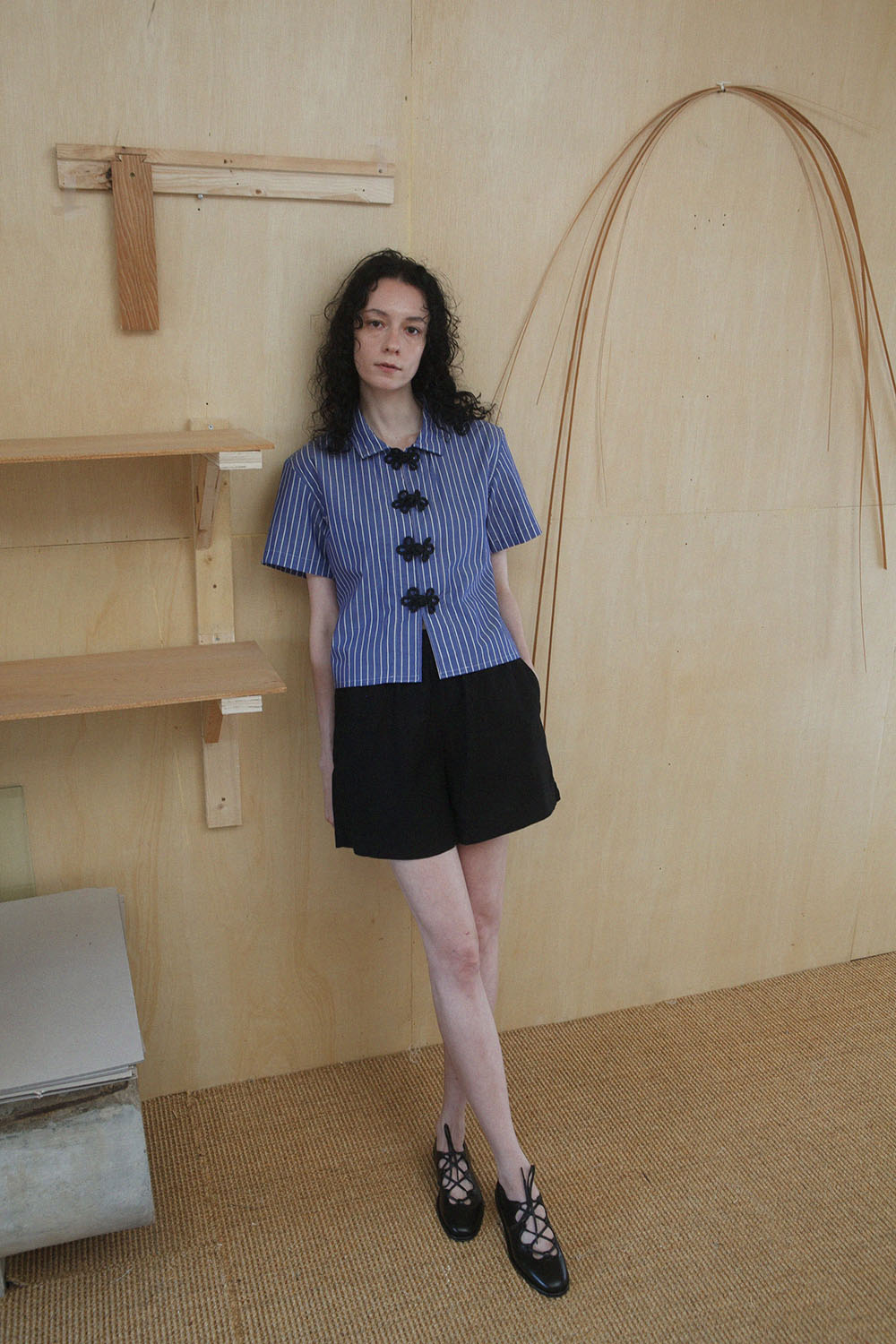 quinoa stripe knot shirts - blue