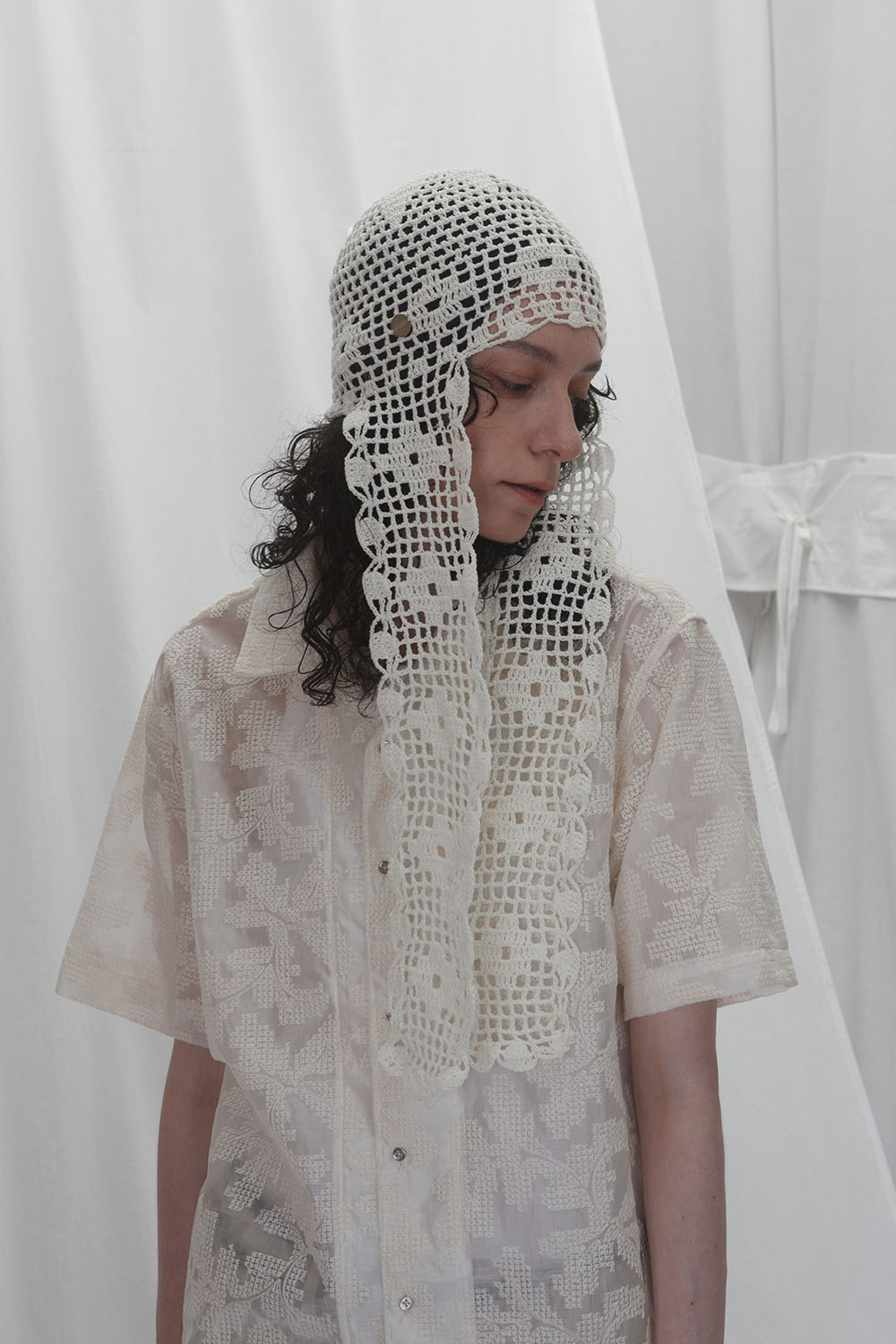 woven hat long ear - ecru