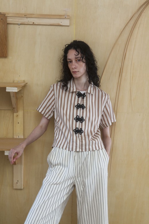 quinoa stripe knot shirts - brown