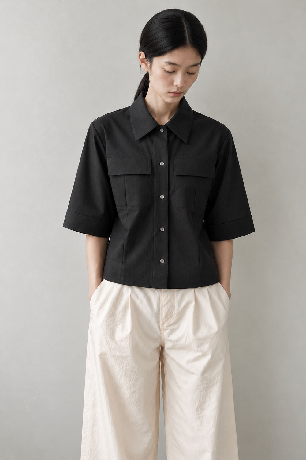semi sleeve shirts - grey